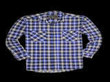 Mens 100% Cotton Flannelette Shirt Long Sleeve Check Authentic Flannel - Denim - 5XL V563-FS-FP22-45-5XL