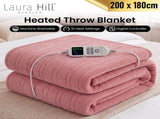 Laura Hill XL Electric Heated Blanket Throw Soft Coral Fleece with 10 Heat Settings - Pink THRG-KH-200-PK