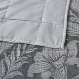 Bianca Maidstone Grey Floral Jacquard Bedspread Set Super King V442-BCA-BEDSPREAD-MAIDSTONE-GREY-SK