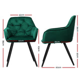 Artiss Dining Chairs Set of 2 Velvet Diamond Tufted Armchair Green MO-DIN-GRS058-VEL-GNX2