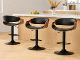 Artiss Bar Stools X3 Kitchen Counter Chair Gas Lift Swivel PU Ambrus Black BA-TW-8078-BKX3