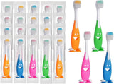 Petluno 100 Pack Kids Toothbrush Bulk Soft Bristles Toddler Cute with Suction Cup, Includes Travel V1258-DP02-C-1103