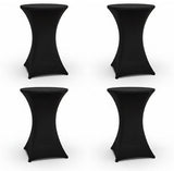 4-Pack Black Stretch Cocktail Table Covers, Washable Fitted Spandex Covers for 80-85 x 110 cm High V1188-MS-731-003