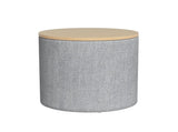 Artiss Storage Ottoman Blanket Box 40cm Linen Round Grey OTM-ROUND-01-L40-GY