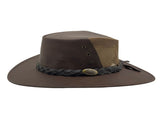 JACARU Full Grain Kangaroo Leather Breeze Cooler Hat Oil Skin Mesh Vent Outback - Brown V563-J-1150-BRN-S