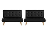 Artiss Sofa Bed Couch 2 Seater Lounge Fabric Black SBED-E-SOLO86-PU-BKX2