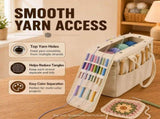Canvas Yarn Storage Bag, Large Knitting and Crochet Organizer Tote with Multiple Front Pockets, Yarn V1369-AZ3-W-17999