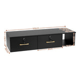Artiss Wall Mounted Salon Station Cabinet, Hair Styling Station with 2 Lockable Drawers & 3 FUR-AD-SAL-02-BK