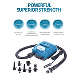 20PSI High Pressure SUP Pump Dual Motor 150W 12V DC Inflatable Deflatable Electric Air Pump with 7 V1294-YM0901-H48485