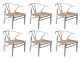 Levede 6x Dining Chairs Wooden Hans White CH1041-2-WHX3