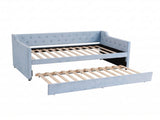 Artiss Single Buttonless Tufted Daybed Frame & Trundle, Blue XFSI-DBRK111AS-AB