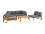 Gardeon 4-Piece Outdoor Sofa Set Wooden Couch Lounge Setting 5PCS ODF-SOFA-5PC-4S-TK-AB
