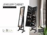 Mirror Jewellery Cabinet Organiser 2 Drawers LOWE 146cm BLACK V274-FT-2D-146BK