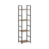 CARLA HOME 4 Tier Bookshelf - Wood Metal Display Shelf - Brown - Rustic - Steel - Living Room Office V178-36411
