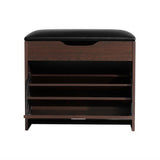 Artiss Shoe Rack Cabinet Bench 3-tier 15 Pairs Walnut CABINET-8836-WAL