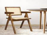 Levede 1x Walnut Wicker Armchair Dining Chair CH1101-WA