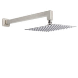 Brushed Nickel 8" Square Rainfall Shower Head 400mm Straight Wall Mount Arm V1233-QS66805FNKSS108N