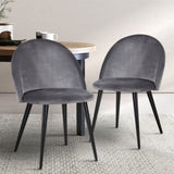 Artiss Dining Chairs Set of 2 Velvet Solid Curved Dark Grey MO-DIN-02-VEL-BKX2