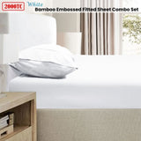 Ramesses 2000TC Bamboo Embossed Fitted Sheet Combo Set White Double V442-KIT-FITTEDSS-2000TCBAMBOO-WHITE-DS