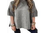 Summer Oversized Side Casual Short Sleeve Basic Tees Light XXL V1369-AZ3-W-12944