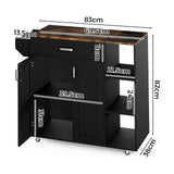 Kitchen Island Cart on Wheels with Charging Station, Black, 83x38x82cm V178-59332