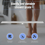 1200mm Bathroom Shower Stainless Steel Grate Drain w/Centre outlet Floor Waste Square Pattern V63-832831