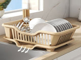 Dish Drying Rack-Dish Rack with Auto-Drain Organizer Rack Dish Rack and Drainaboard Set for Kitchen V1369-AZ3-W-19038