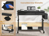 Small Portable Black Rolling Standing Desk with Wheels 80 x 48cm V178-59316