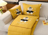 Yellow Cap Bear 2-in-1 Foldable Car Pillow - Cozy 40x40cm Pillow, Unfolds to 100x150cm V888-ELOSUNG33115