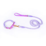 Premium Leather Pet Collar and Leash - Soft, Strong Braided Rope V888-ELOSUNG31082
