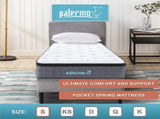 Single Euro Top Pocket Spring Mattress Motion Isolation Comfort with CertiPUR-US Certified Foam V63-930261