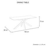 Dining Table Rectangular Shape Grey Sintered Stone Top Powder Coated Iron Legs V43-DT-KNGS