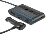CHOETECH TC0021 3 Sockets 2C1A Cigarette Lighter Splitter Black V28-ELECHOTC0021