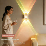 2 pcs Black Motion Sensor Wall Light, Rechargeable Magnetic LED Ambient Wall Lamp with Remote V888-ELOSUNG53405
