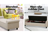 Artiss Storage Ottoman Blanket Box 125cm Arm Linen Beige OTM-ARM-L133-TA