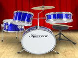 Karrera Mini 4-Piece Children Drum Kit Set Wooden with 2 Toms Bass Pedal Snare Stool Metallic B 4PC-DRUM-BU
