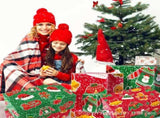 Gift Wrapping Paper Style WZ025 - Red & Green Reindeer & Gingerbread Man Design V1192-D62