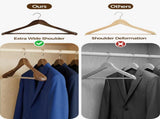 Premium Wooden Hangers 6-Pack Wide Shoulder Non-Slip Design for Coats, Jackets & Suits 360&deg V1258-DP02-WO-112