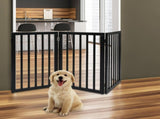 PaWz 3 Panels Wooden Pet Gate Dog Fence Black 139CM PT1060-3-BK