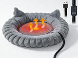 USB-Powered Heated Pet Bed with Plush Fur, Adjustable Thermostat & Timer, Foldable Round Cat Cave V1341-ZY-YYBJ2YGL-GREY