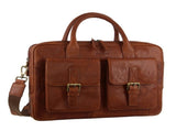 Pierre Cardin Leather Multi-Compartment Business 15" Laptop Bag - Tan V563-PC-3594-TAN