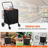 VEVOR Folding Shopping Cart Rolling Grocery Cart with Double Baskets 330 LBS V952-XYCZDST330186UI5MV0