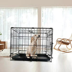 42" Pet Dog Cage Kennel Metal Crate Enlarged Thickened Reinforced Pet Dog House V360-PTDC0007-BK-42