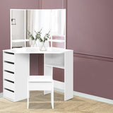 Artiss Dressing Table Stool Set Corner 5 Drawers White FURNI-L-DRESS01-WH-AB