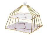 Cupcake Stand Elegant 2 Tier Iron Dessert Stand with Ceramic Serving Trays for Fruits Cakes Snacks V1294-YM0901-3118250199611