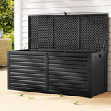Gardeon Outdoor Storage Box 490L Container Lockable Garden Bench Shed Tools Toy All Black OSB-S490-ABK