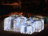 Christabelle Set of 3 Christmas Gift Boxes Display With Lights Jewelled Wire and Silver Bows 112_MHA520