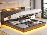 Levede King Bed Frame Gas Lift Storage LED Light USB BF1065-K