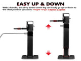 X-BULL Drop Down Legs 440MM- 560MM Trailer Steel Legs Caravan Corner 1200LBS Black V211-AUEB-CL001