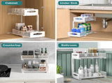 CARLA HOME 2 Pack Under Sink Organizer Pull Out Sliding Cabinet Storage Shelf with Height Adjustable V178-36364